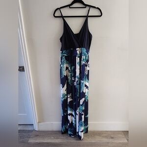 Faux wrap tropical maxi dress